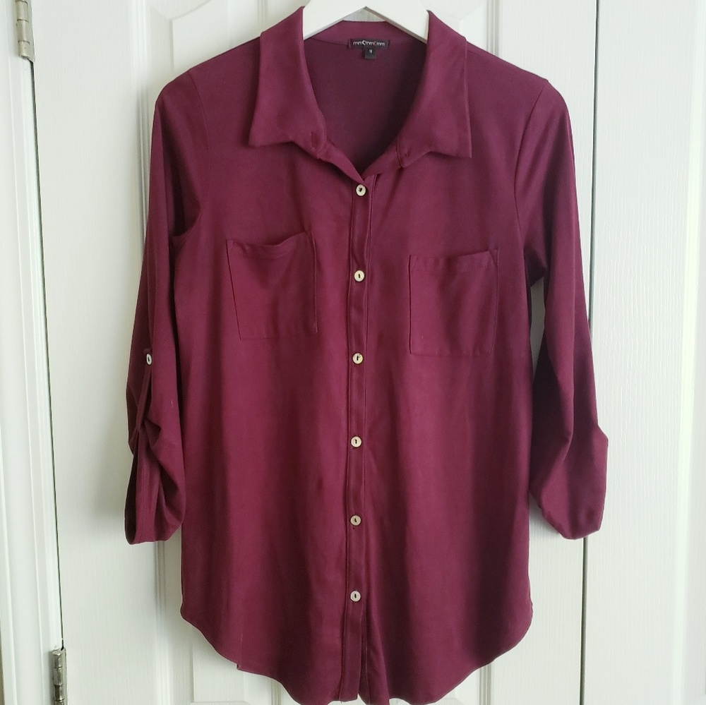 Mmm Mmm Mmm Suede-feel 3/4 length shirt